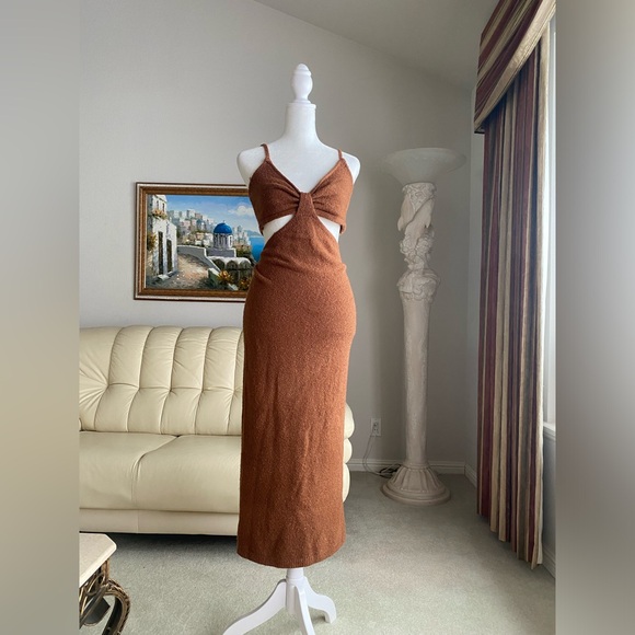 Lulu’s Opening Night Olive Green Cutout Bodycon Maxi Dress size S - Picture 2 of 7